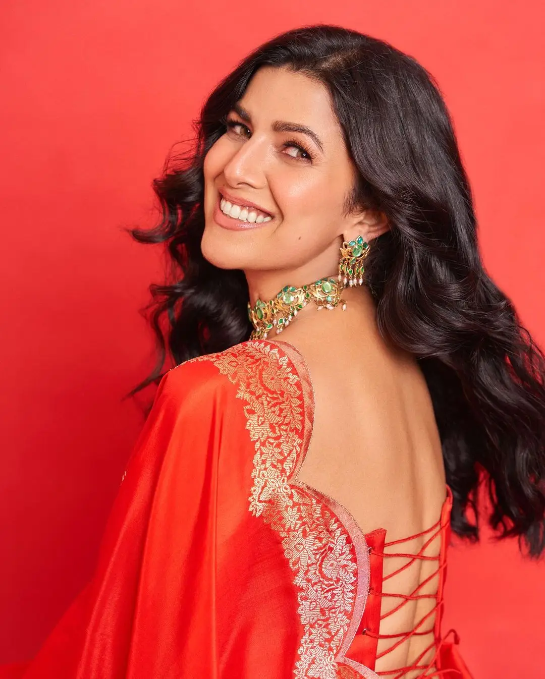 Bollywood Actress Nimrat Kaur Stills In Red Saree